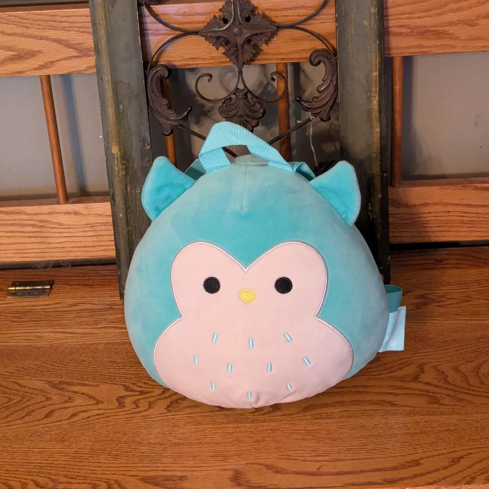 Squishmallows Winston the Teal Owl Plush Backpack